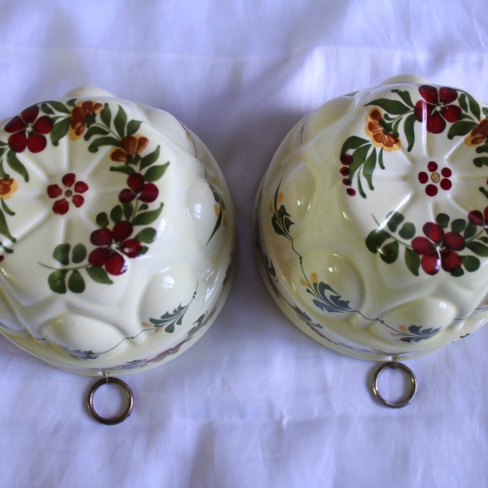 Vintage Teleflora Jello Mold Planter Set of 2 Hand Painted in Portugal w/Hangers